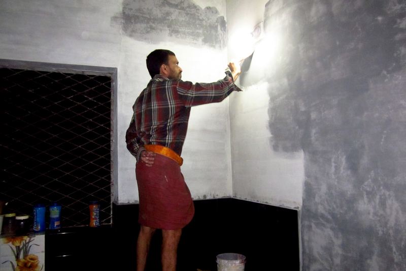 House facade being painted